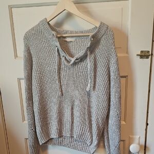 Heather Gray Cowl Neck Chunky Knit Sweater
